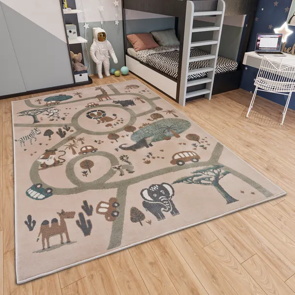 Hanse Home Adventures Kinderteppich Animal Park Creme Braun Grau