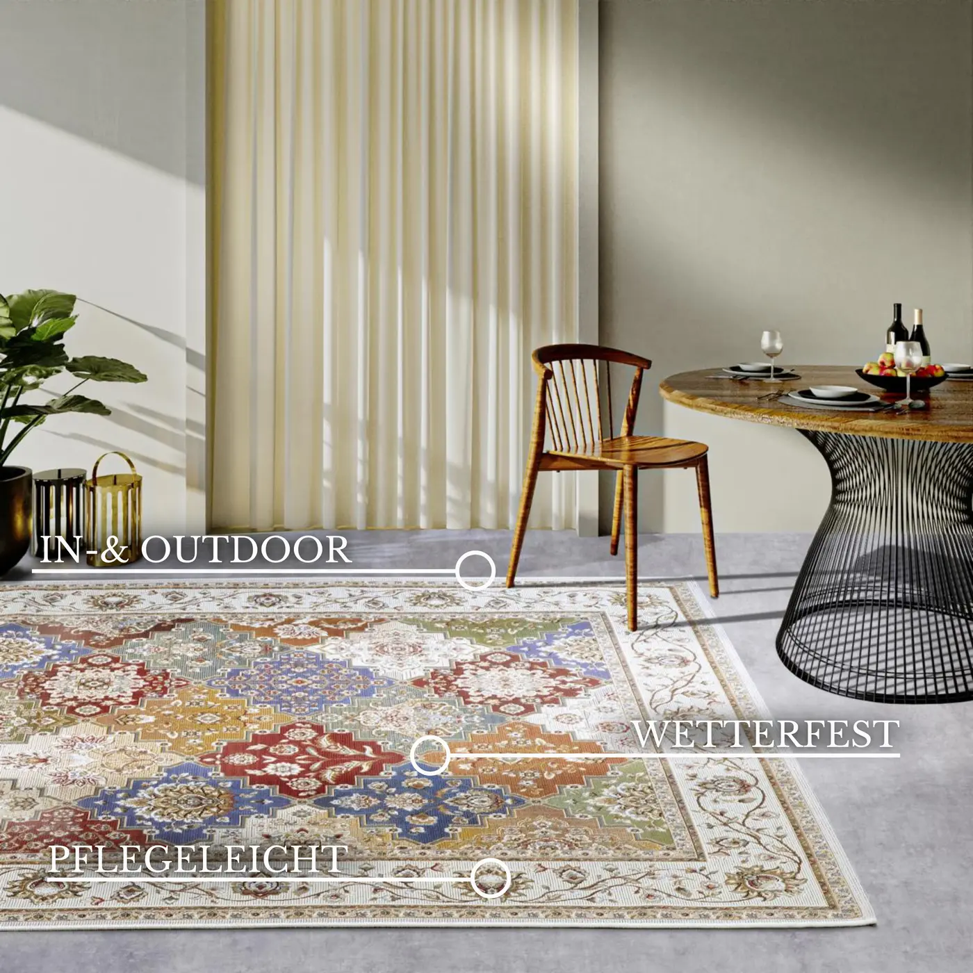 Villeroy & Boch 1767 In- & Outdoor Teppich Pierre Creme Bunt – Ansicht 3