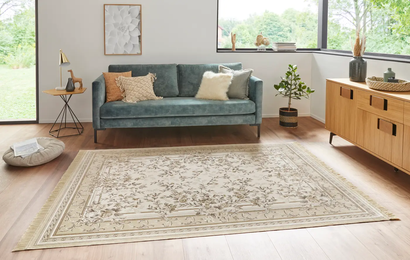 Hanse Home Naveh Kurzflor Teppich Antik Flowers Creme Beige – Ansicht 2