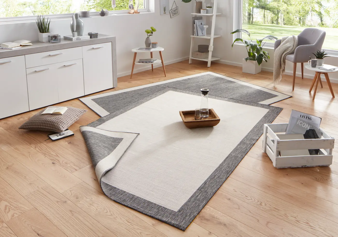 Hanse Home Twin Wendeteppiche In- & Outdoorteppich Panama Creme Grau – Ansicht 2