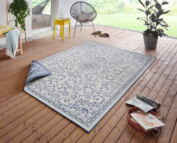 Umkehrbar Teppich  Leyte blau Creme