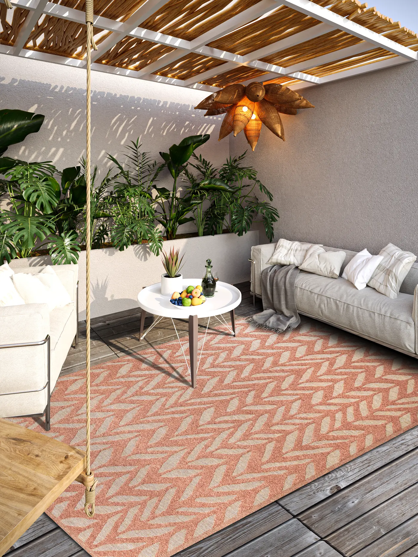 Villeroy & Boch 1883 In- & Outdoor Teppich Georgette Natur Kupfer – Ansicht 2