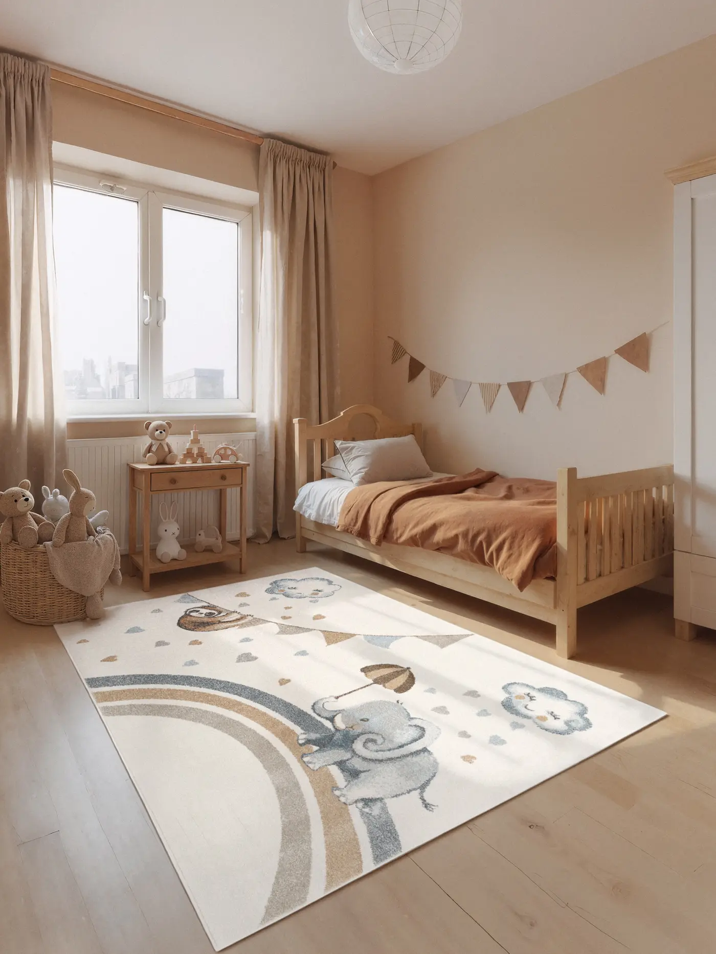 Villeroy & Boch Boho Kids Kinderteppich Walk like an Elephant Rainy Party Creme Mulitfarben – Ansicht 2