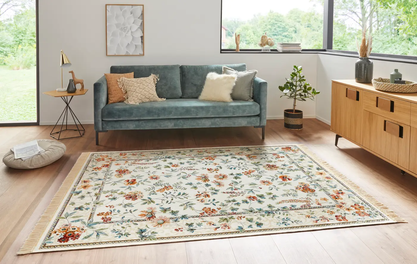 Hanse Home Naveh Kurzflor Teppich Oriental Flowers Creme – Ansicht 2