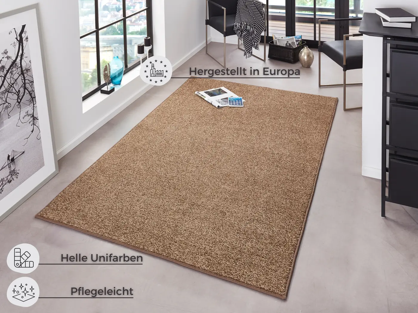 Hanse Home Pure Kurzflor Teppich Pure Braun – Ansicht 3