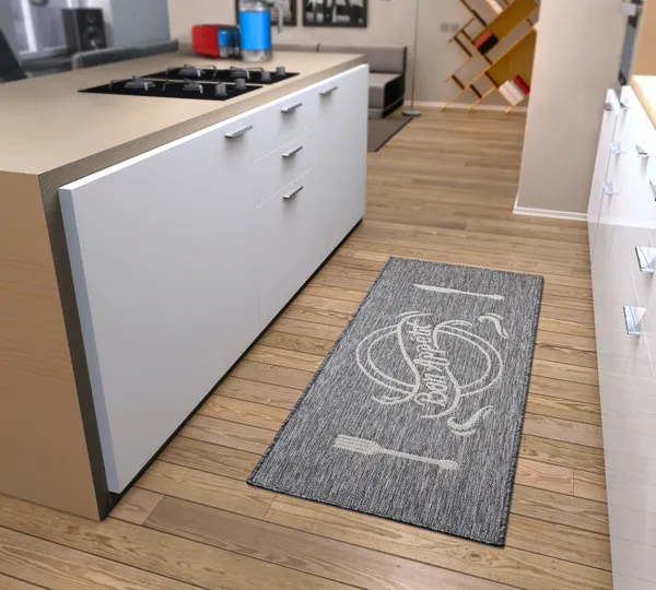 Hanse Home Cucina Anti-Slip Läufer Bon Appetit Grau Creme