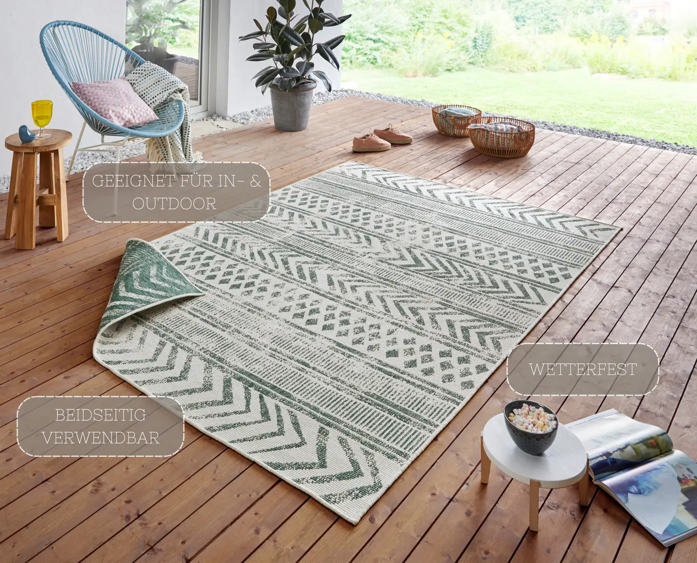 Hanse Home Twin Supreme In- & Outdoor Wendeteppich Biri Grün Creme – Ansicht 3