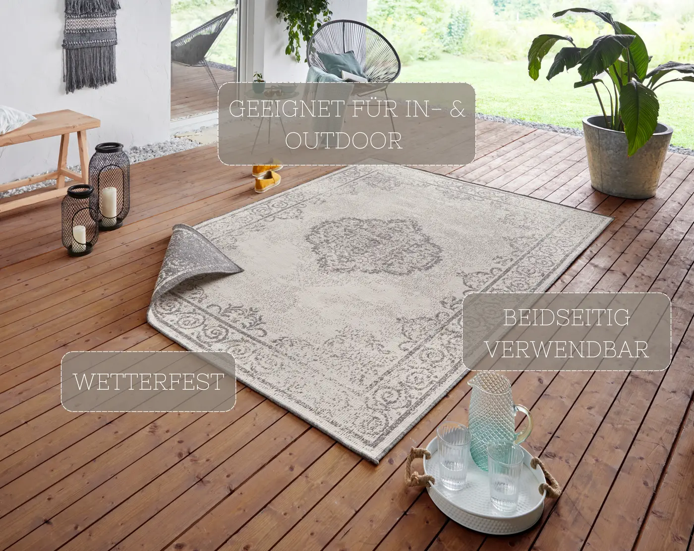 Hanse Home Twin Supreme In- & Outdoor Wendeteppich Cebu Grau Creme – Ansicht 3
