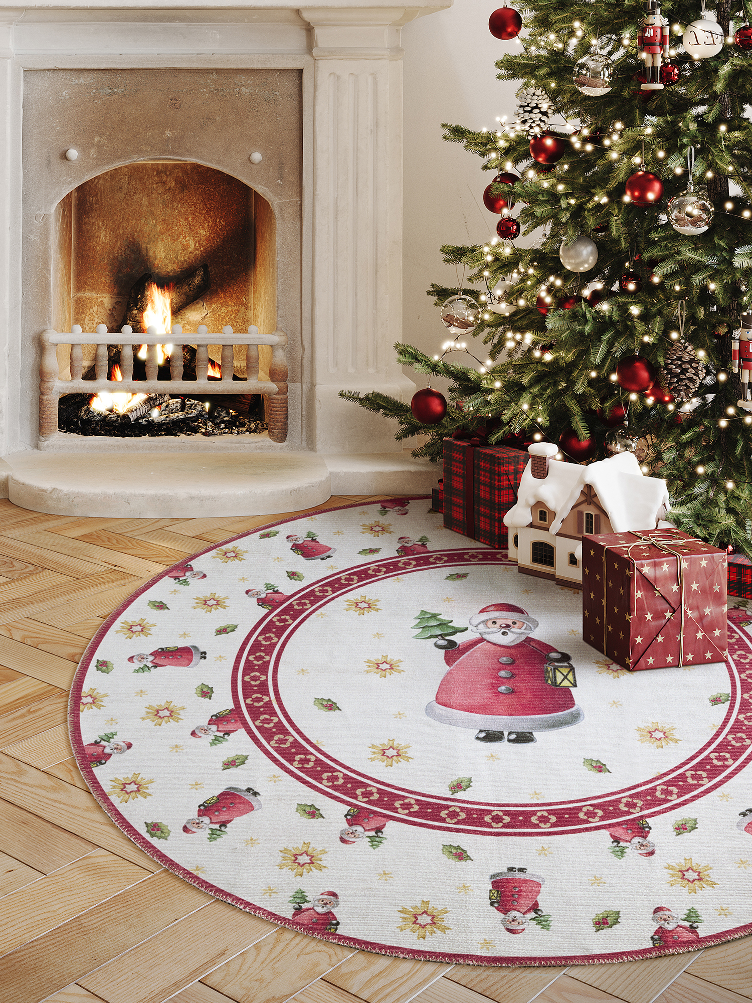 Villeroy & Boch Toy’s Delight Limited Edition Design Teppich Rund Santa Claus Creme Rot