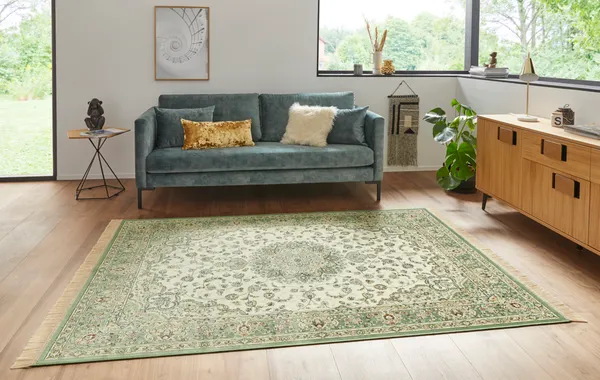 Hanse Home Naveh Kurzflor Teppich Antik Nain Ivory Grün