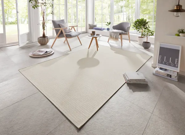 Flachgewebe Unter- & Draußen Teppich Millau Creme Beige