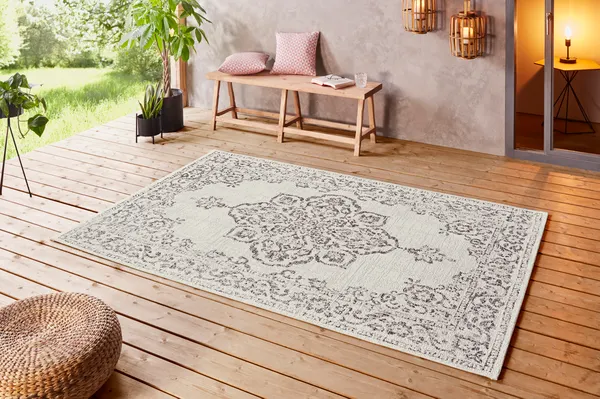 Hanse Home Beach In- & Outdoorteppich Tilos Grau Anthrazit