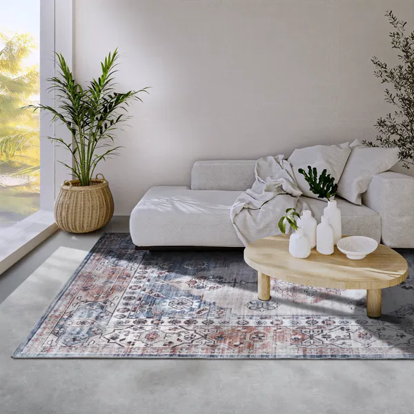 Hanse Startseite Asien Shortpile Teppich Meridiem Blau Kupfer