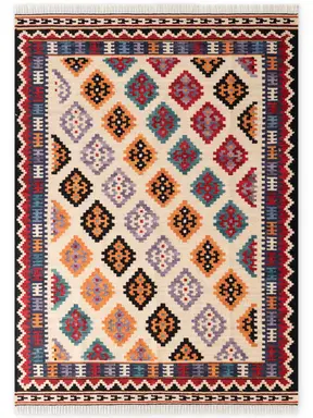 Hanse Home Kamal Afghan Kelim Teppich Kian Creme Multifarben