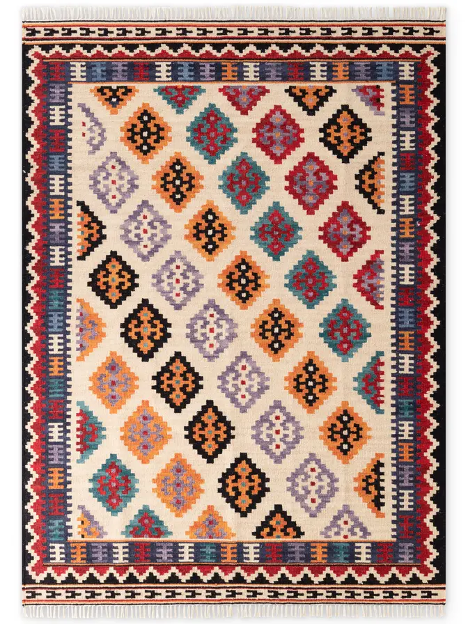 Hanse Home Kamal Afghan Kelim Teppich Kian Creme Multifarben
