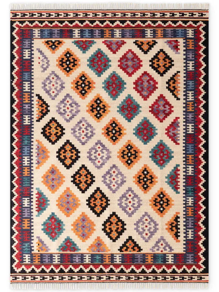 Hanse Home Kamal Afghan Kelim Teppich Kian Creme Multifarben