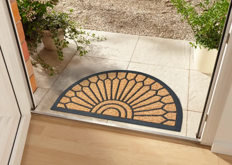 Hanse Home Mix Mats Fußmatte Gummi-Kokos Halbrund Geometric Ornament