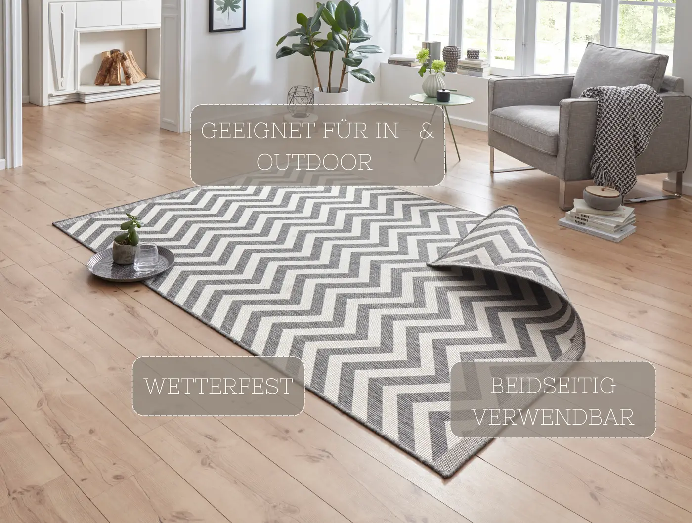 Hanse Home Twin Supreme In- & Outdoor Wendeteppich Palma Grau – Ansicht 3