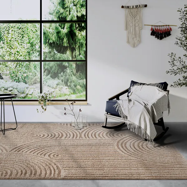 Elle Decoration Gallery Hochflor Teppich Chappe Beige