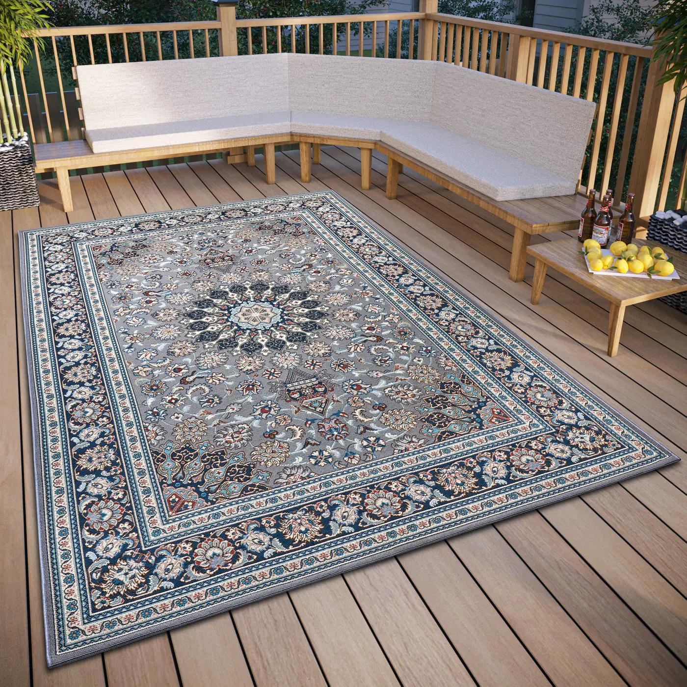 Hanse Home In- & Outdoor Teppich Kadi Grau Blau – Ansicht 2