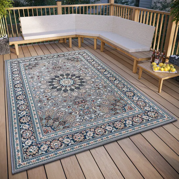 Hanse Home In- & Outdoor Teppich Kadi Grau Blau