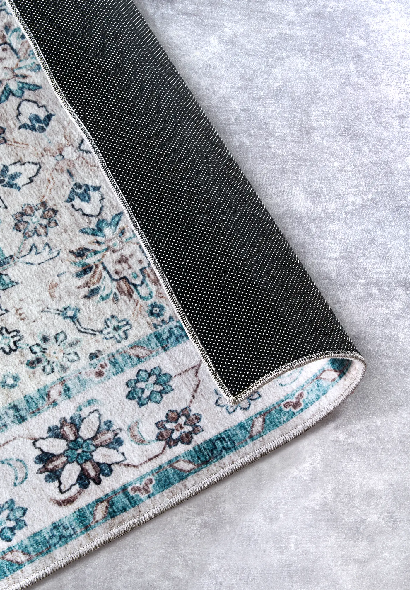 ELLE Decoration Imagination Kurzflor Teppich Saveh Creme Blau – Ansicht 3