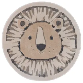 Hanse Home Adventures Kinderteppich Rund Lion Creme Grau