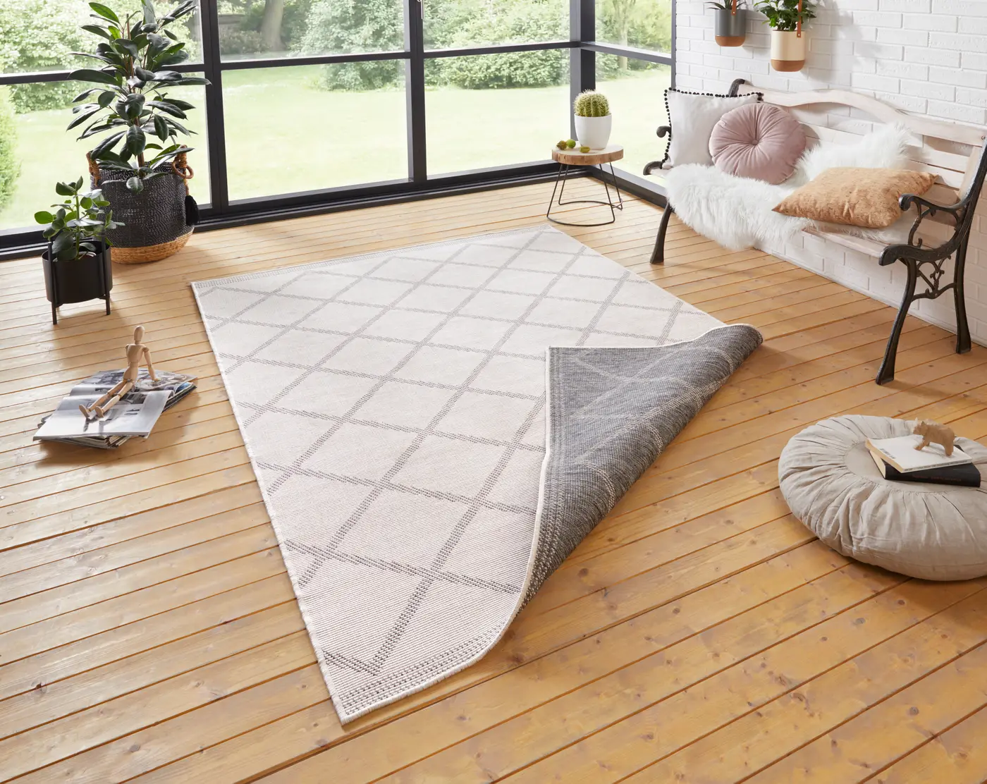 Hanse Home Twin Supreme In- & Outdoor Wendeteppich Corsica Grau Creme – Ansicht 2