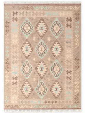 Hanse Home Kamal Afghan Kelim Teppich Dune Beige Hellblau
