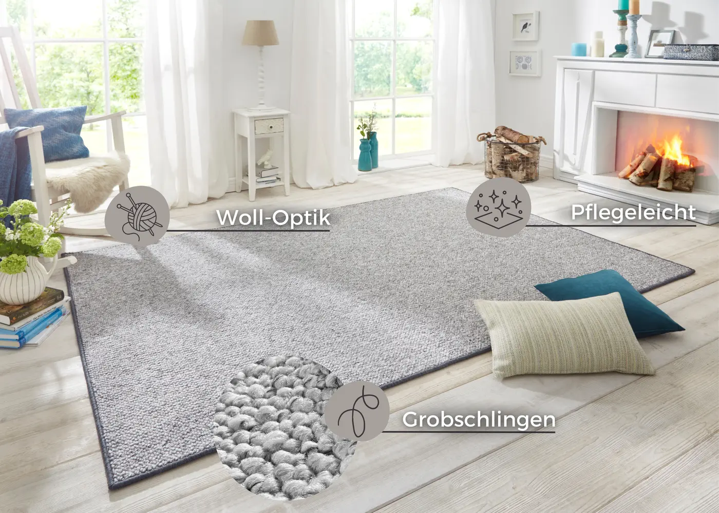 Hanse Home Wolly Woll-Optik Teppich Wolly Grau – Ansicht 3