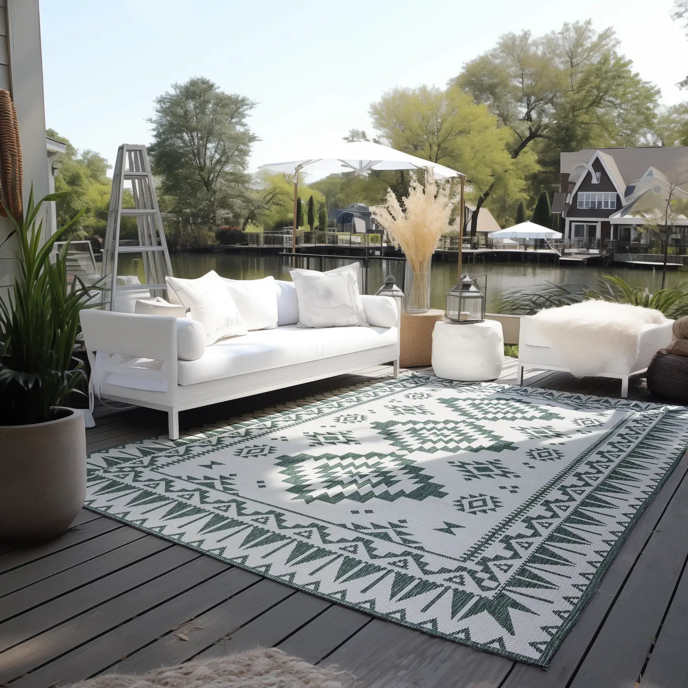 Elle Decoration Gemini In- und Outdoor Wendeteppich Dynamic Grün – Ansicht 2