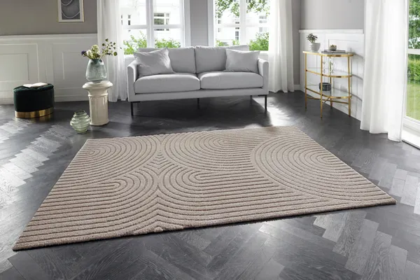 Elle Decoration New York Kurzflorteppich in Hoch-Tief Effekt Panglao Creme Beige