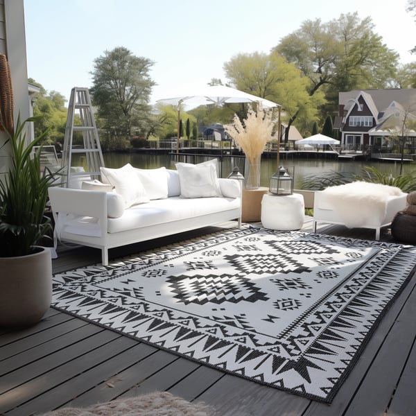Elle Decoration Gemini In- und Outdoor Wendeteppich Dynamic Schwarz
