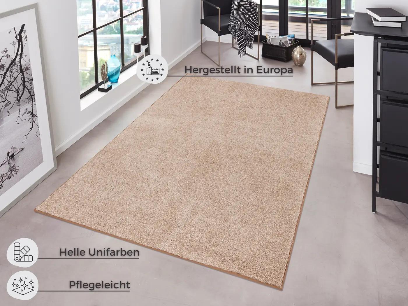 Hanse Home Pure Kurzflor Teppich Pure Taupe Creme – Ansicht 3