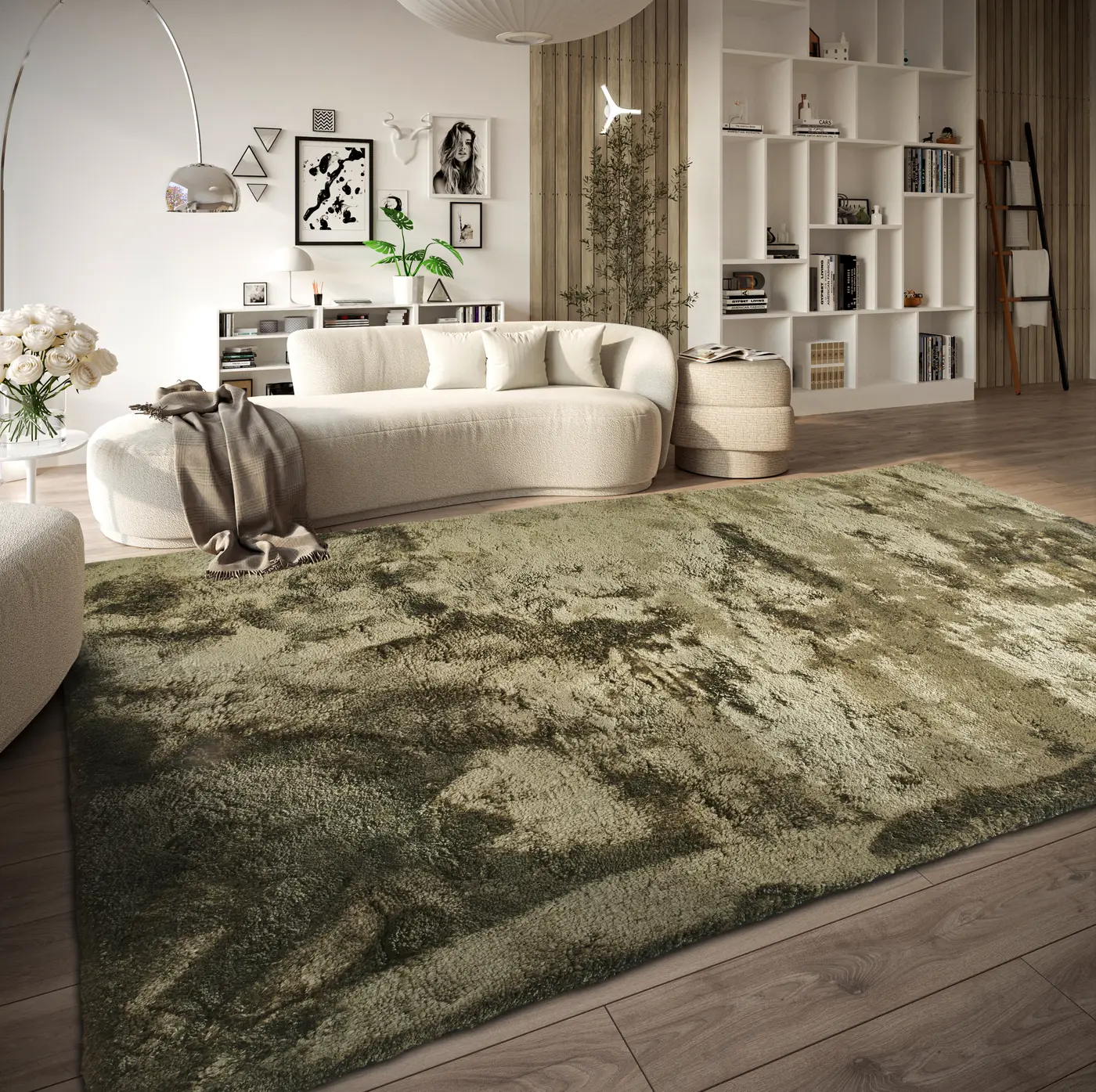 Elle Decoration Cosy Hochflor Teppich Calida Dschungelgrün – Ansicht 2