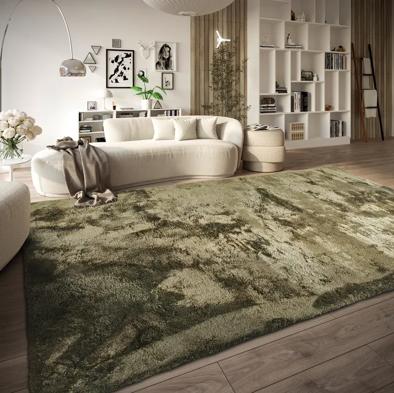 Elle Decoration Cosy Hochflor Teppich Calida Dschungelgrün