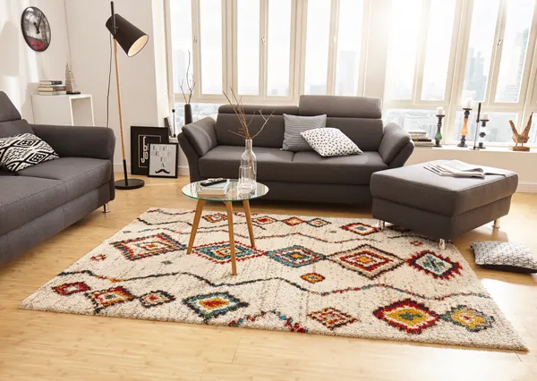 Hanse Home Nomadic Hochflor Teppich Geometric Creme