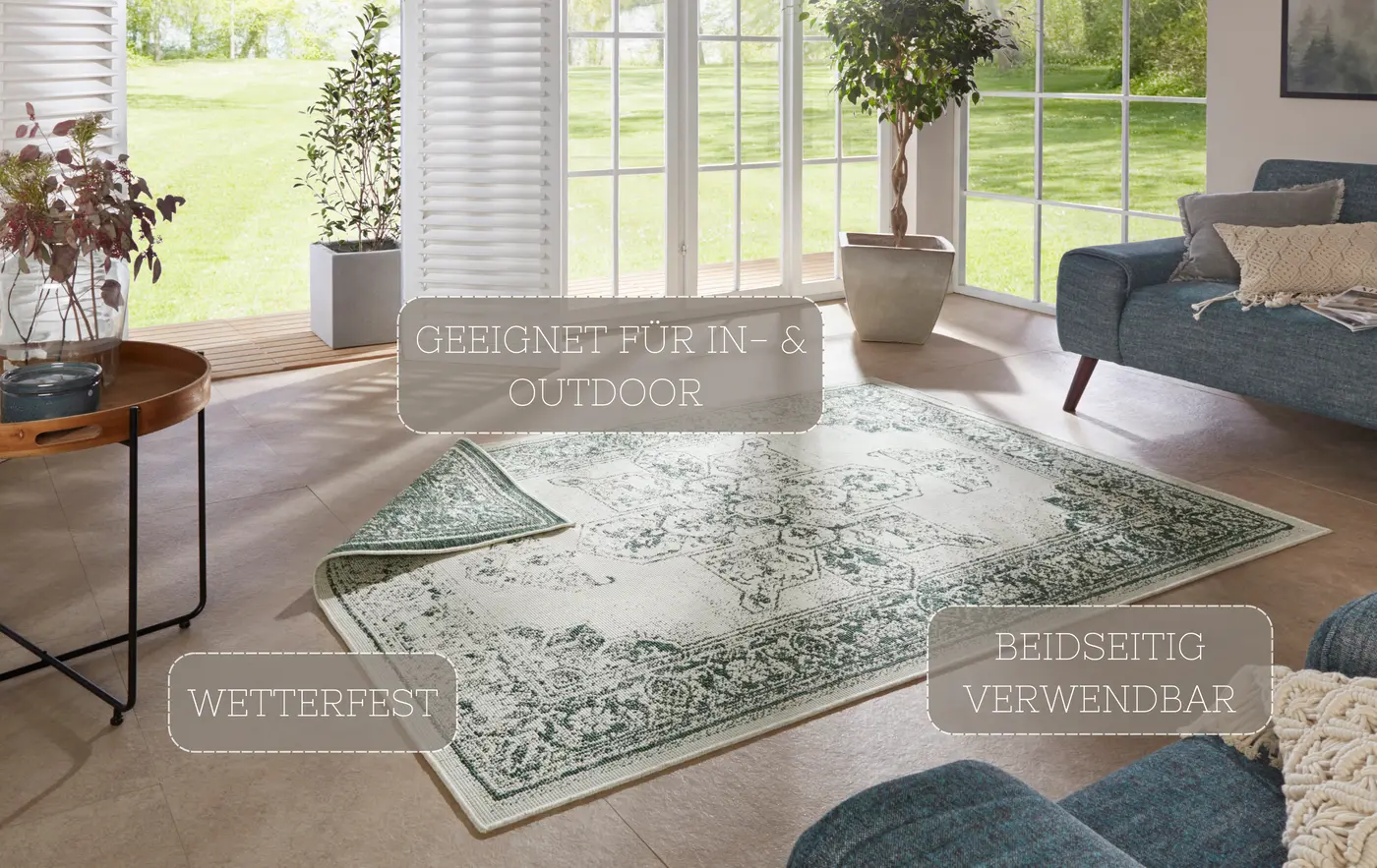 Hanse Home Twin Supreme In- & Outdoor Wendeteppich Borbon Grün – Ansicht 3