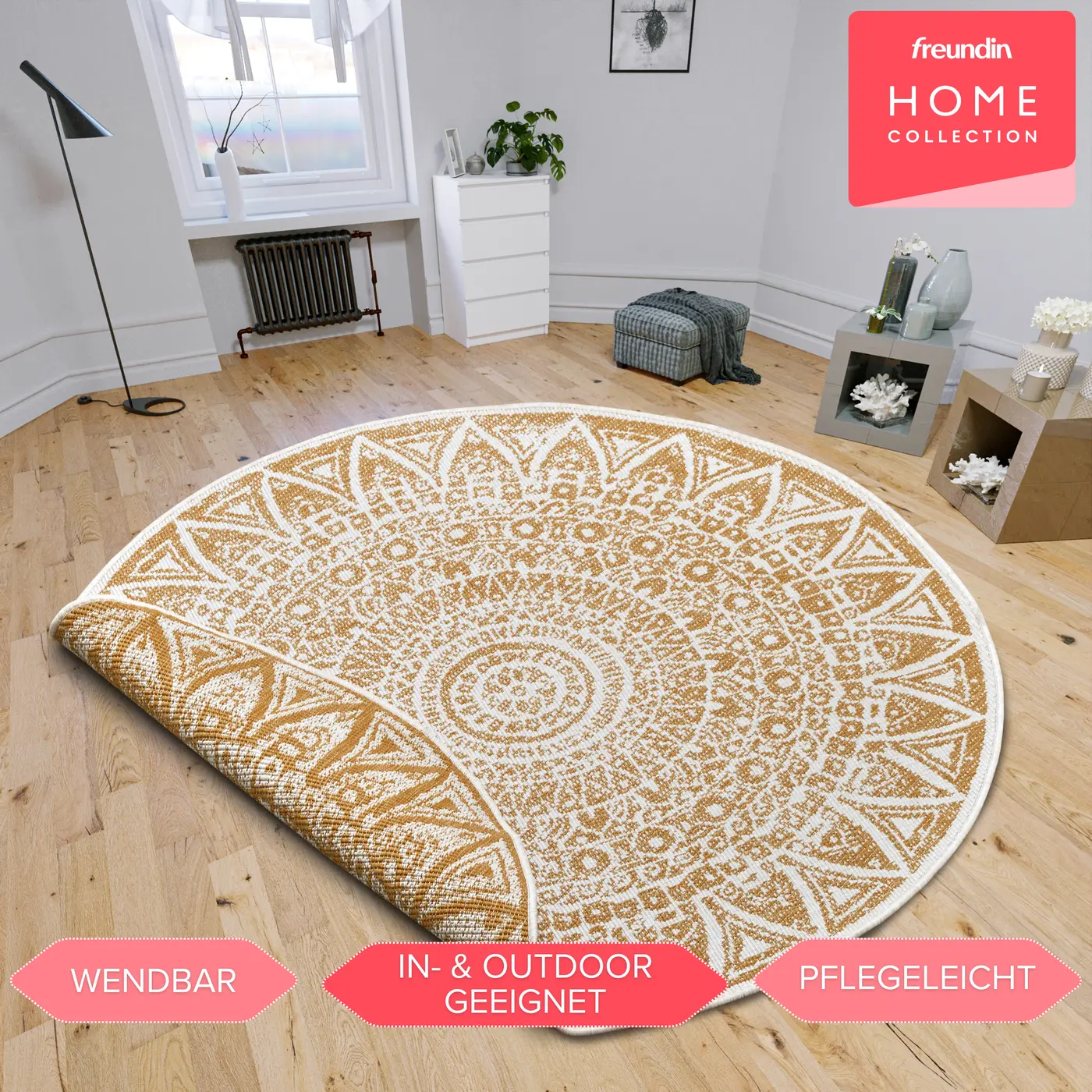Hanse Home In- und Outdoor Wendeteppich rund Lilja Ocker – Ansicht 3