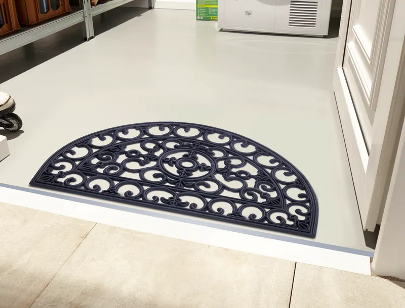 Hanse Home Mix Mats Fußmatte Gusseisen-Optik Gummi halbrund Fleur