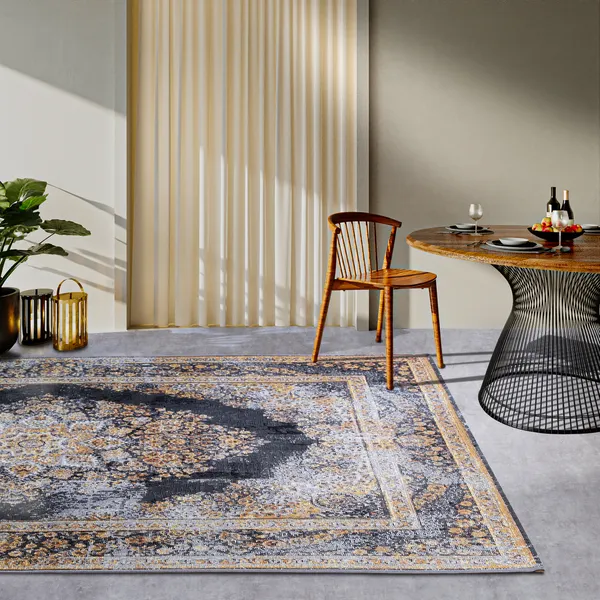 Villeroy & Boch 1767 In- & Outdoor Teppich Martha Anthrazit Gold