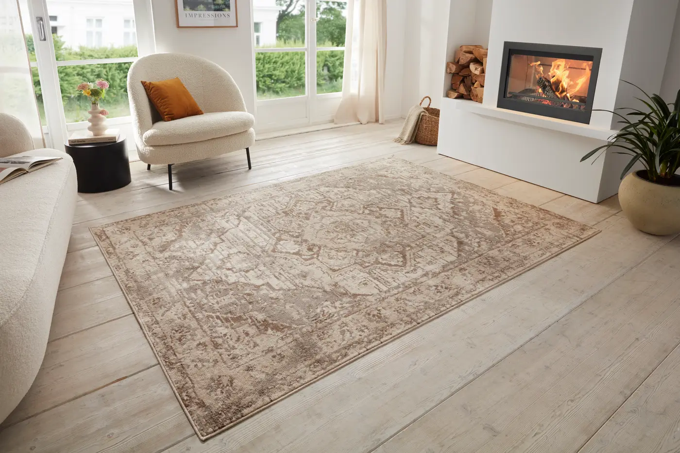 Hanse Home Terrain Designer Kurzflor Teppich Sand Creme Braun – Ansicht 2