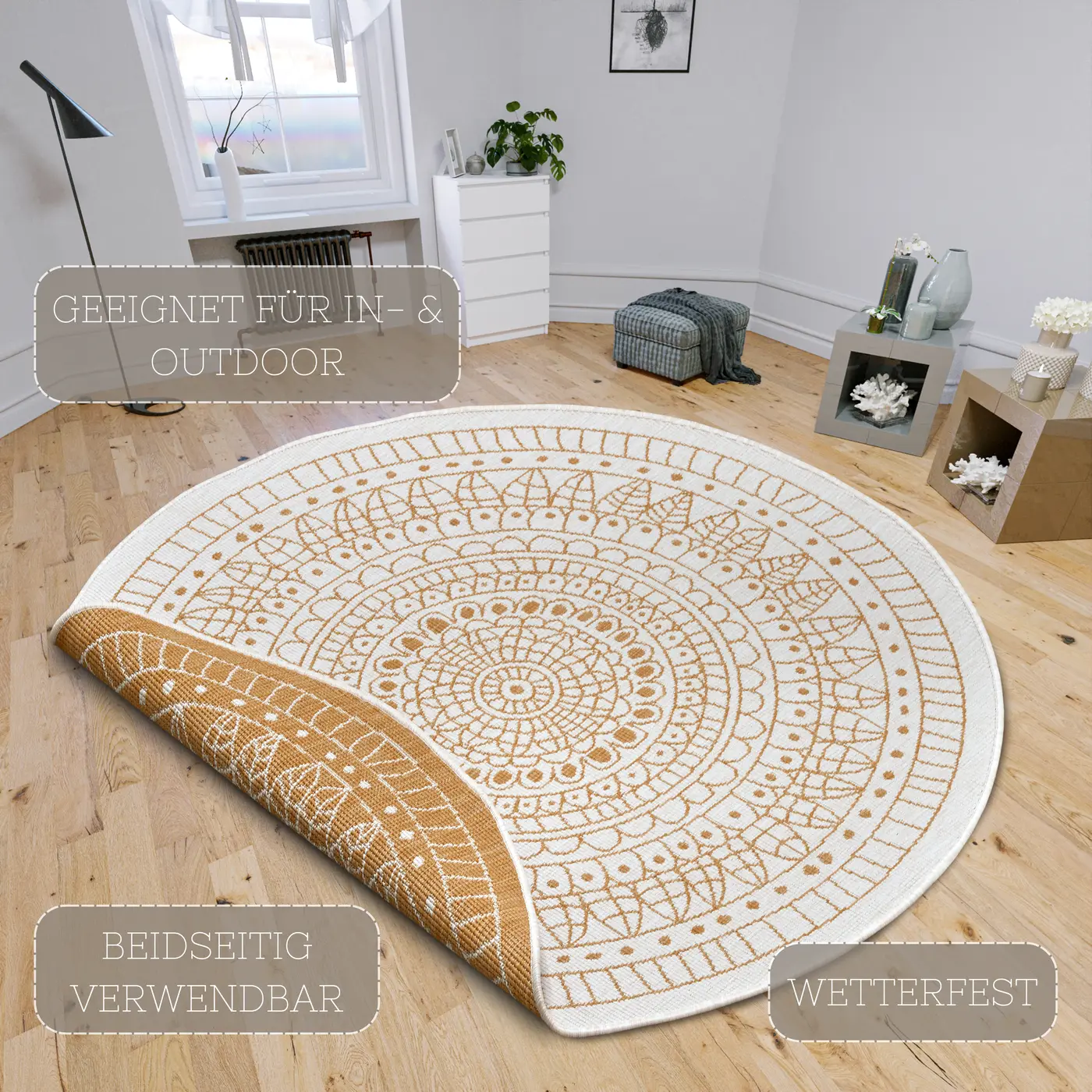 Hanse Home In- und Outdoor Wendeteppich rund Porto Ocker – Ansicht 3