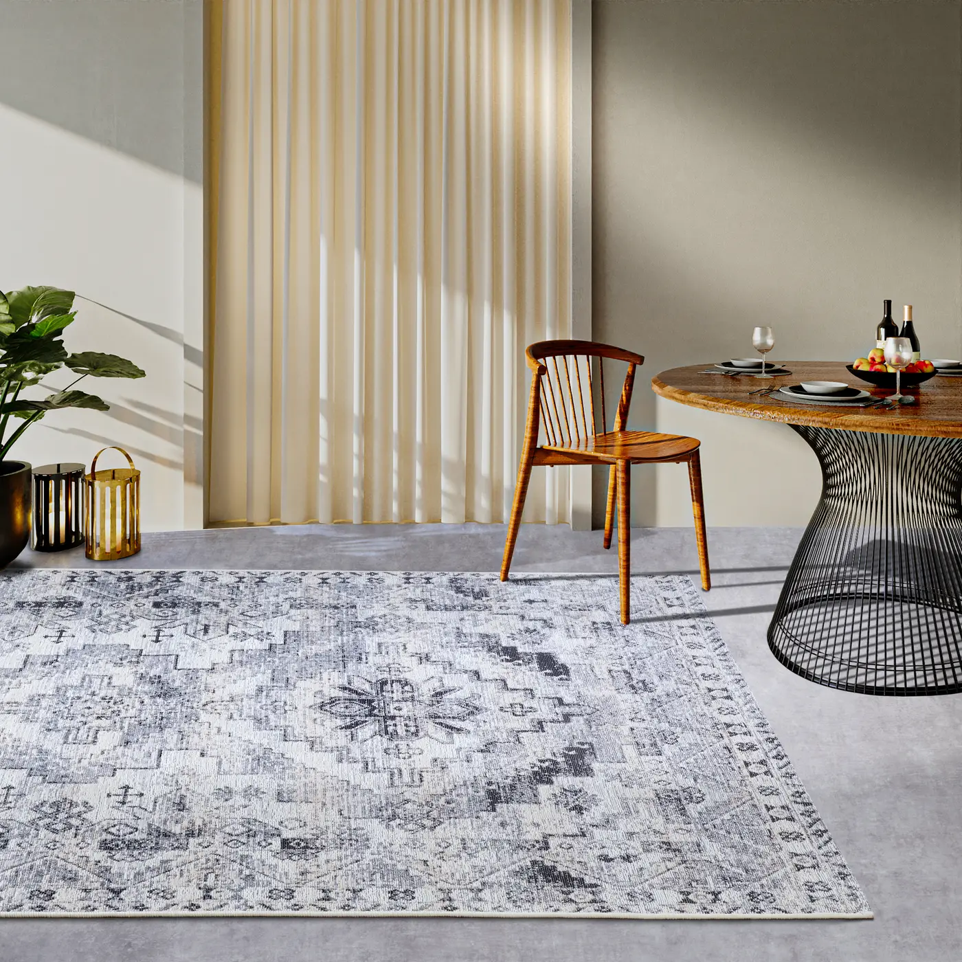 Villeroy & Boch 1767 In- & Outdoor Teppich Esther Creme Grau – Ansicht 2