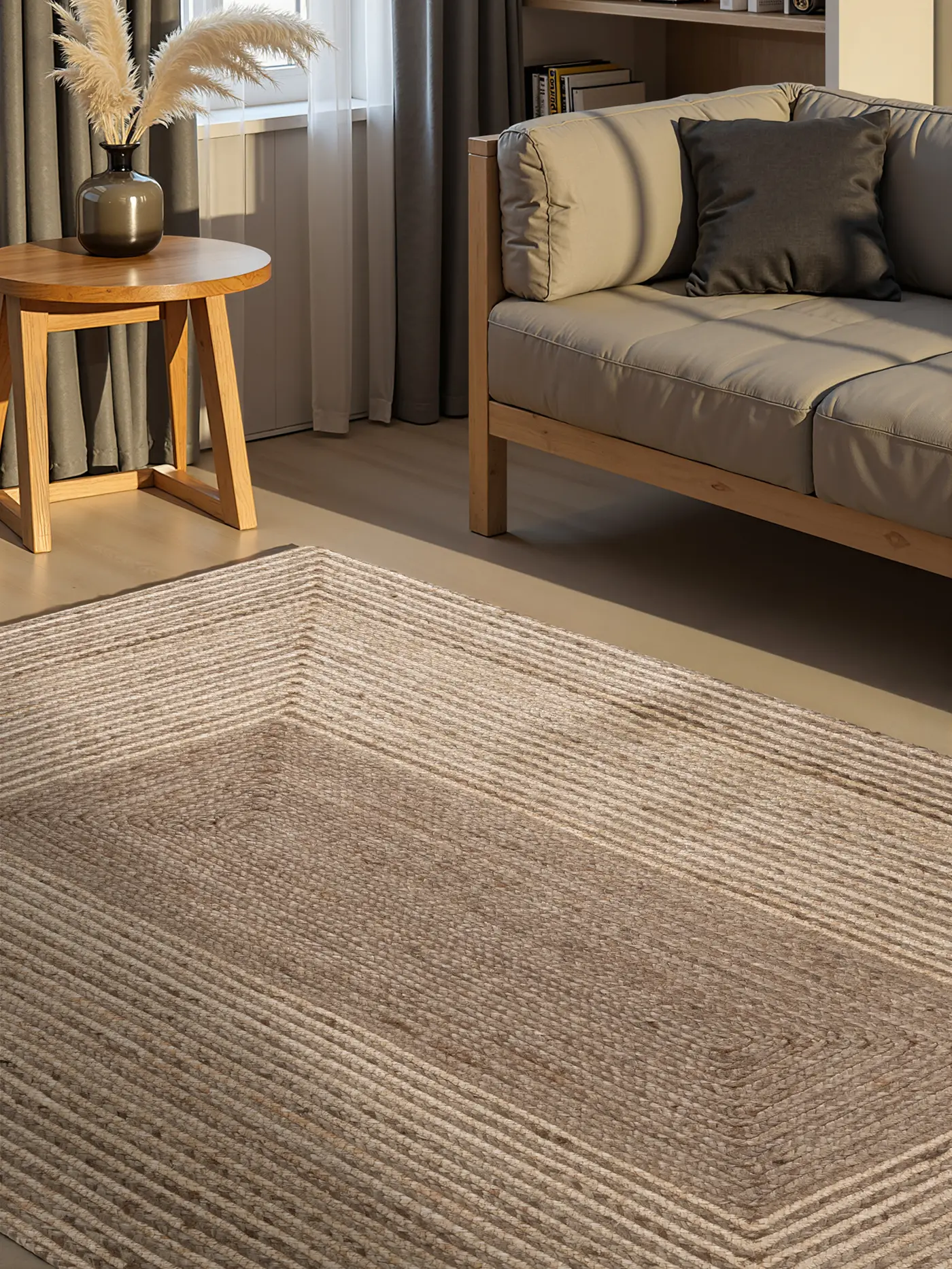 Hanse Home Juno Jute Teppich Juno Line Natur Weiß Braun – Ansicht 2