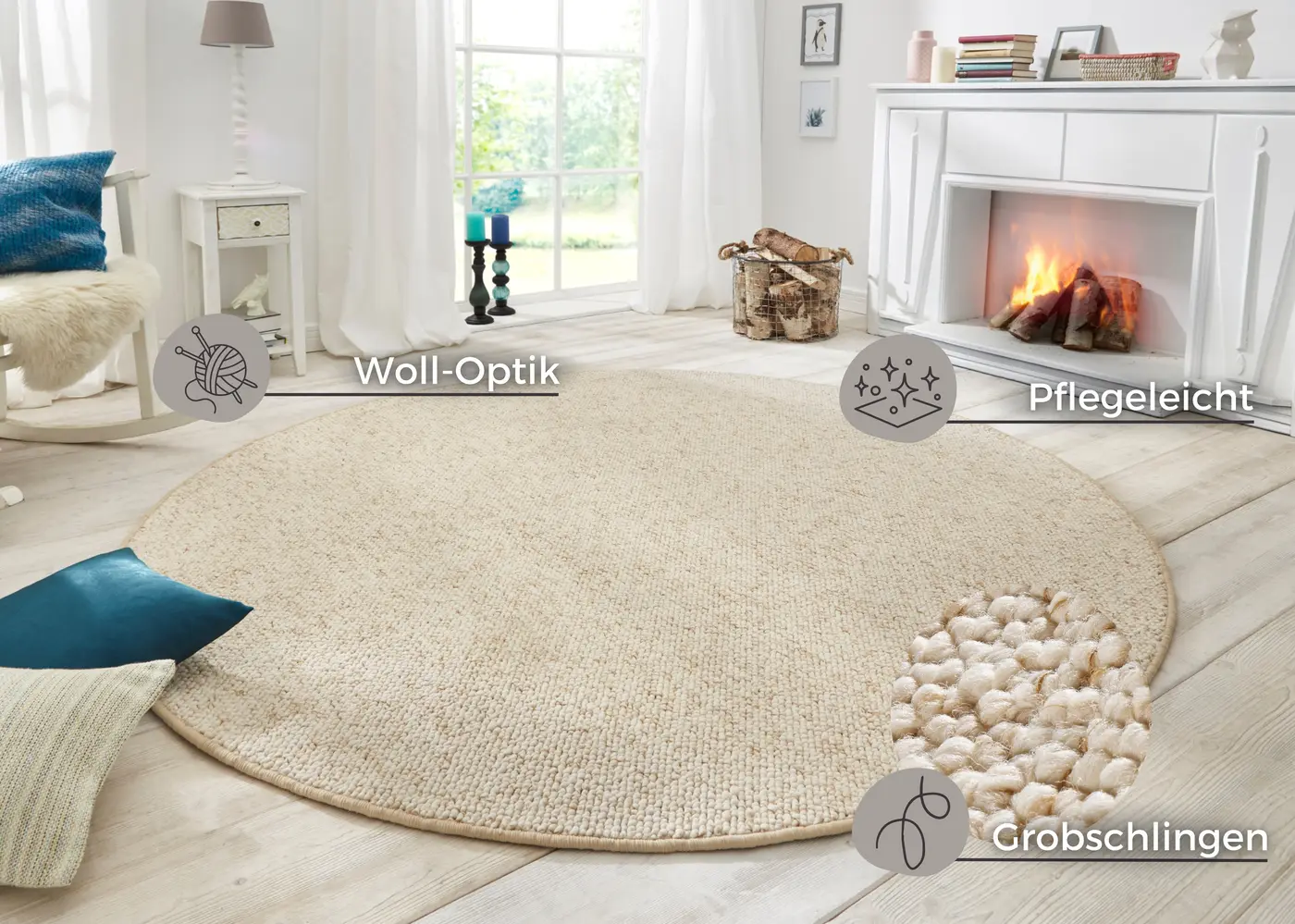 Hanse Home Wolly Woll-Optik Teppich Wolly Creme – Ansicht 3