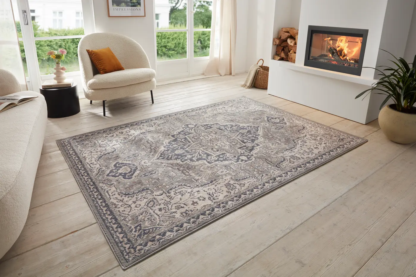 Hanse Home Terrain Designer Kurzflor Teppich Orken Grau Creme – Ansicht 2
