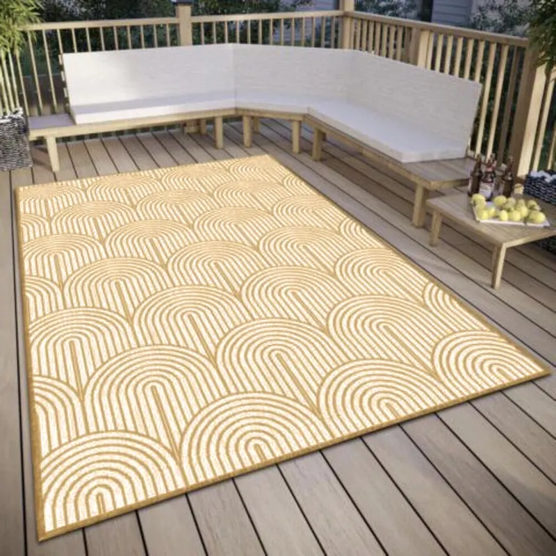 Hanse Home Flachgewebe In- und Outdoor Wendeteppich Pangli Ocker