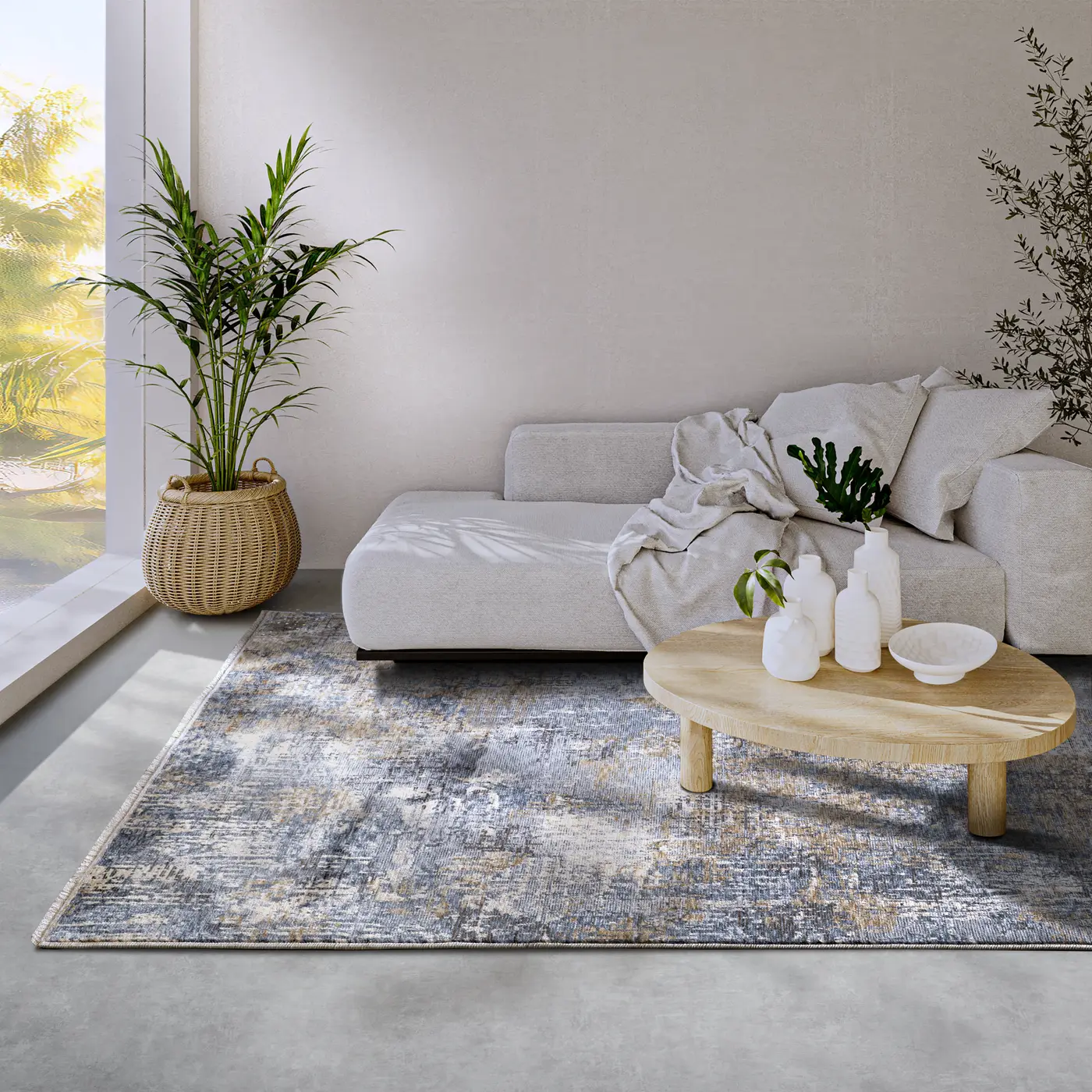 Villeroy & Boch 1871 Kurzflor Teppich Joseph Blau Creme – Ansicht 2