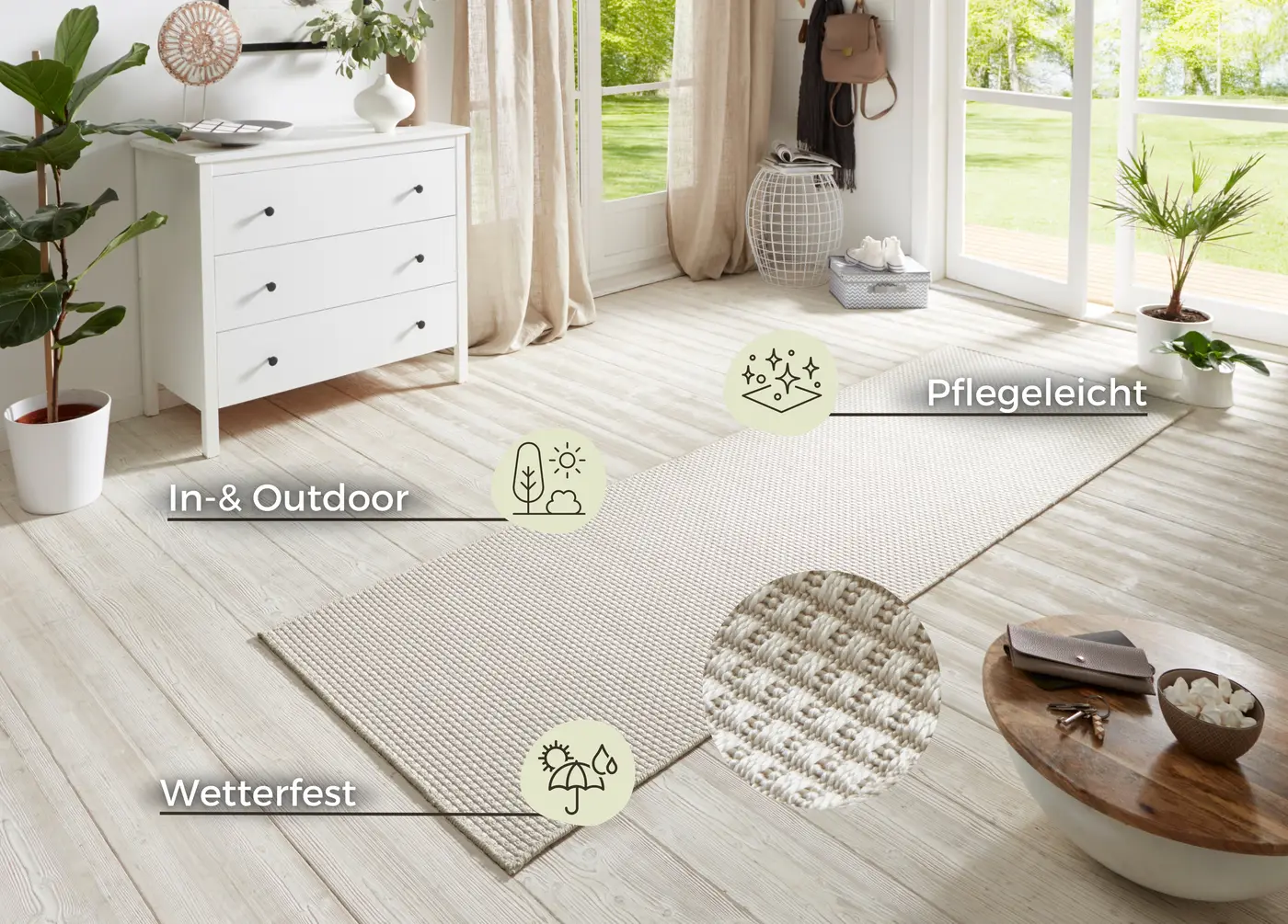 Hanse Home In- & Outdoor Flachgewebe Läufer Nature in Sisaloptik 600 Elfenbein – Ansicht 3